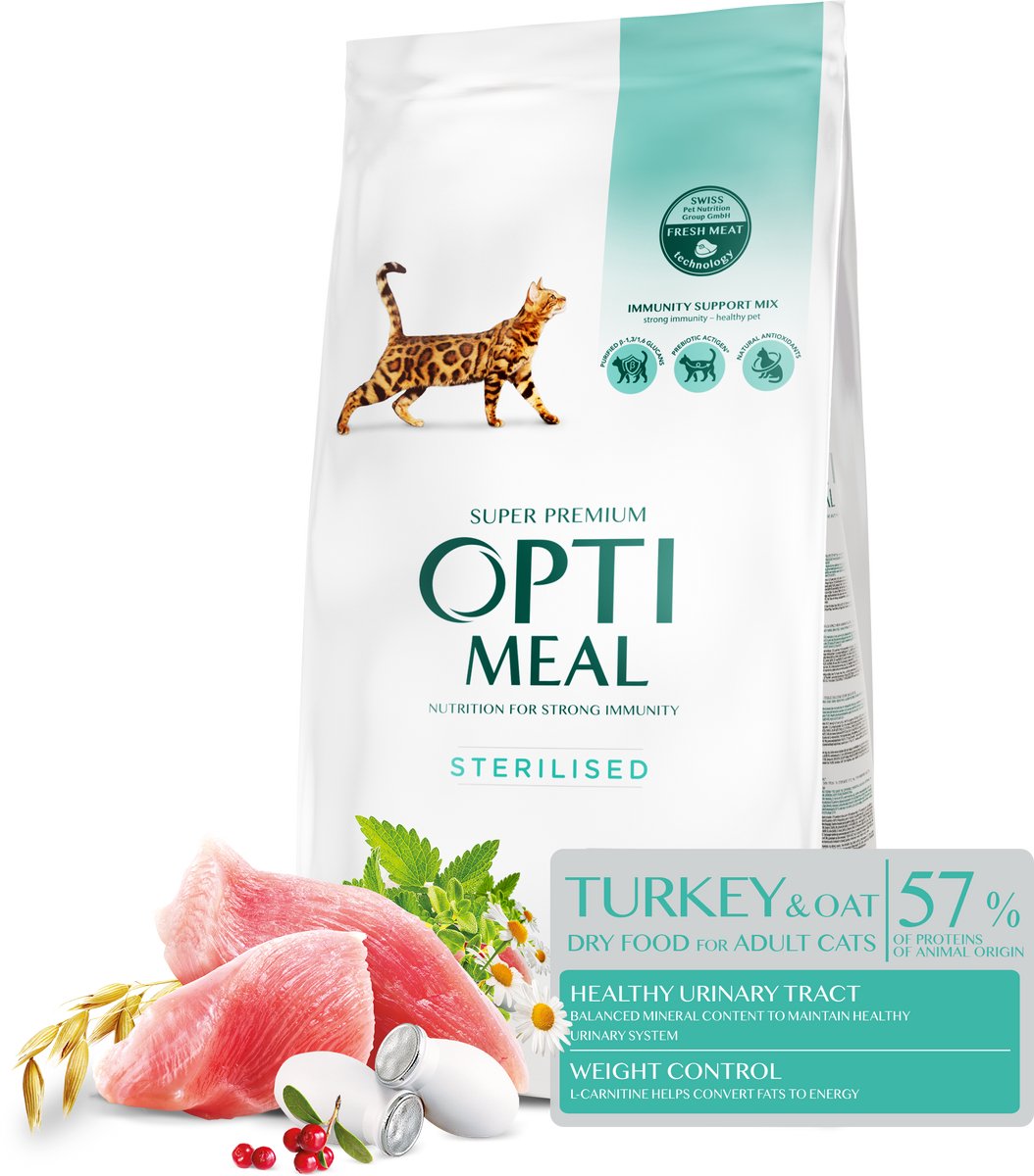 Optimeal gesteriliseerde katten droogvoer met kalkoen en haver - 10kg