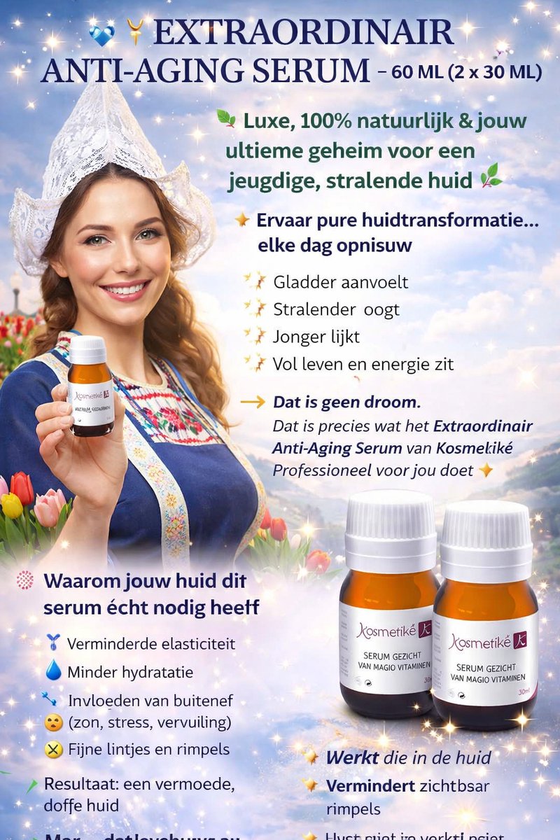 “ Extraordinair Anti-Aging Serum 2x30ml – Natuurlijk & Vegan, Vermindert Rimpels, Hydrateert Intensief, Verzacht en Herstelt de Huid – Luxe Gezichtsserum voor Jeugdige, Stralende Huid ”