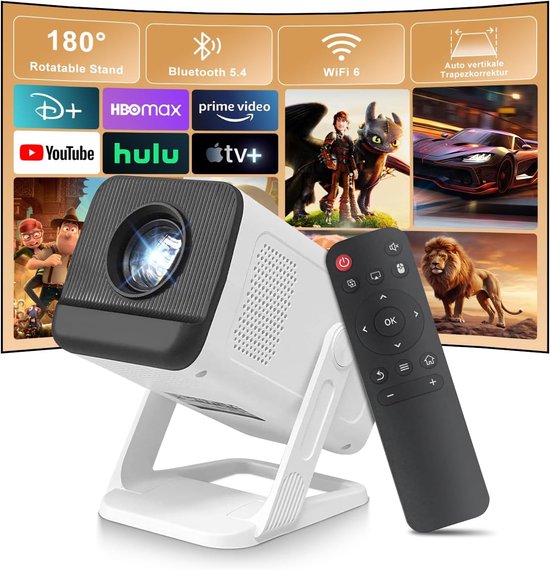 Mini Projector 4K Wifi 6 Bluetooth 5.4 Draagbare Beamer 720p HD Smart Android 11 Thuisbioscoop PC TV USB PS5