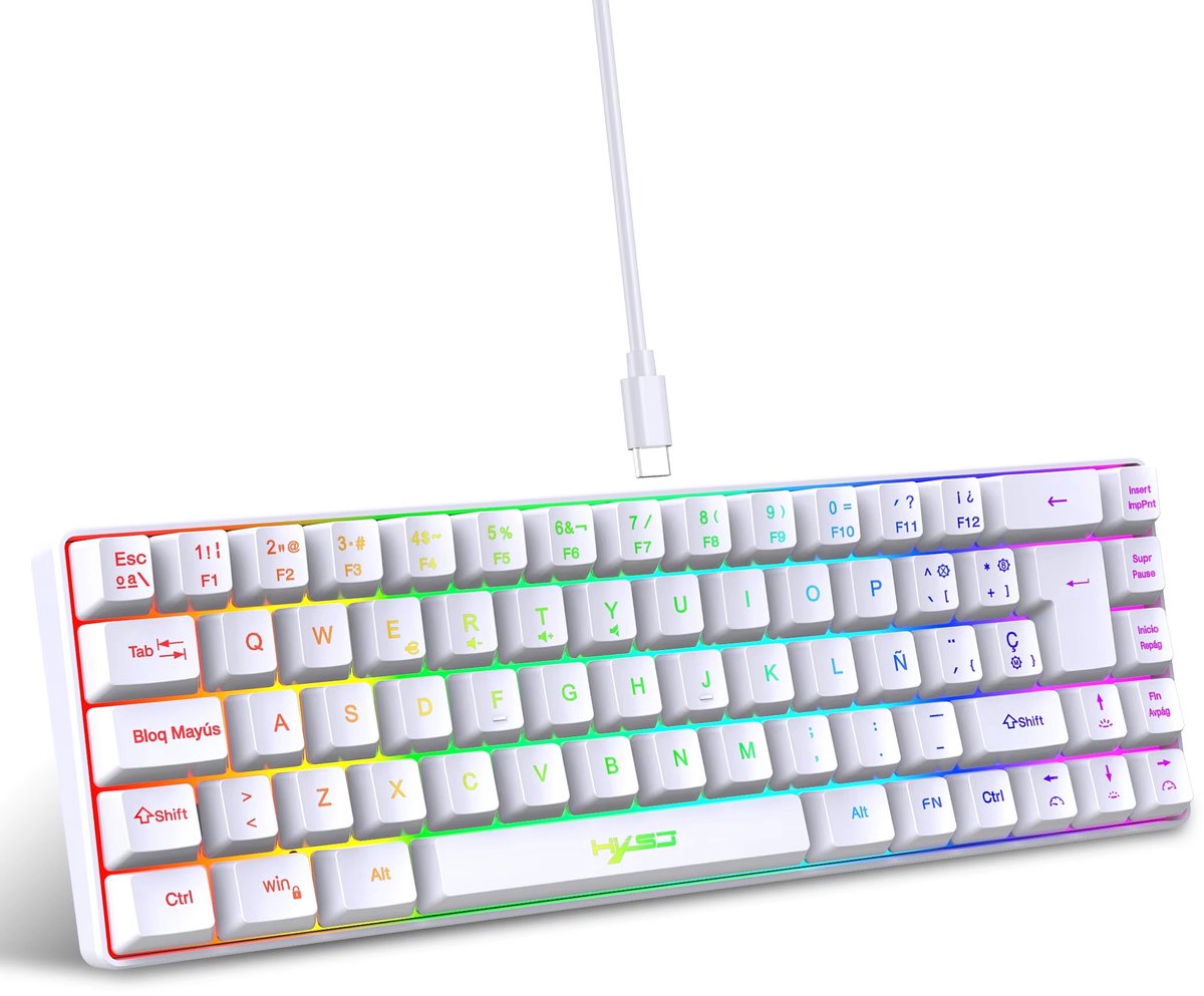17Parts Mini Gaming Toetsenbord 68 Toetsen – RGB – Type-C – Compact – Stil – Anti-Ghosting – ISO Layout – Bedraad – Wit