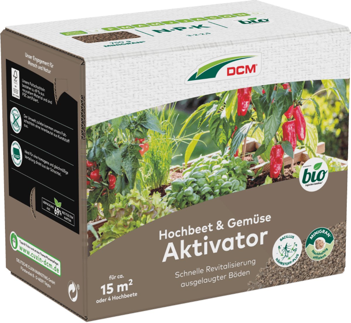 CUXIN DCM | Verhoogd bed & groente-activator | 0,75kg voor 15m²