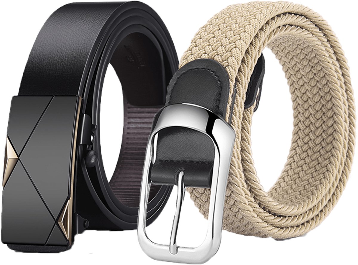 2pcs Gold Men's Casual Sports PU Belt, durable and stylish with exquisite detailing. Ideal for pants, jeans and daily casual wear, fits plus-size men. Comfortable for all-day use and makes a perfect gift choice.