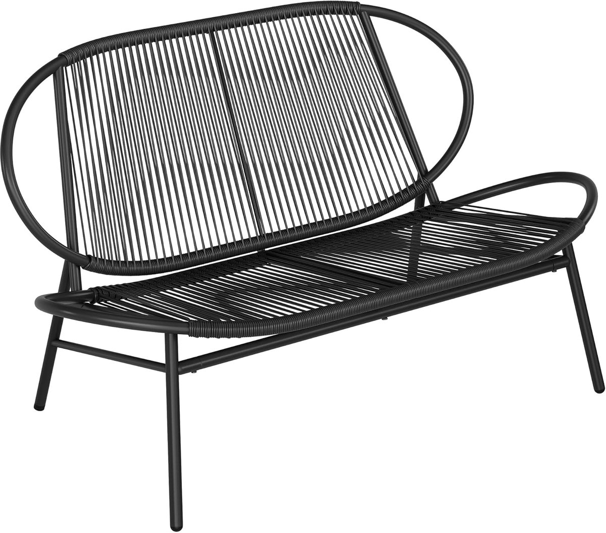 Tuinbank 2-Zits Balkonbank 70 x 138,5 x 79 cm – PE-Rotan Tuinmeubel met Rugleuning voor Terras, Tuin & Balkon – Comfortabele Tuinstoel met Ergonomische Zitting, Duurzaam & Weerbestendig – Laura