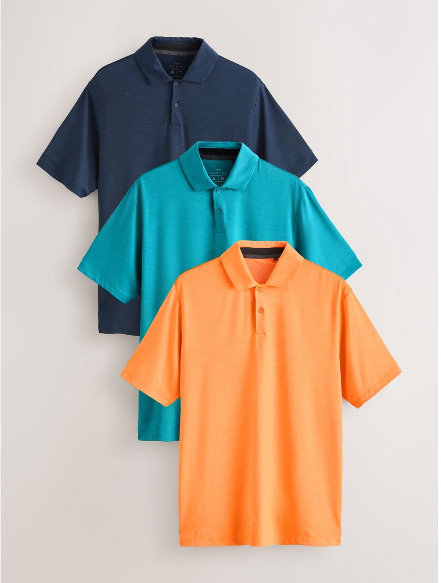 Next - Heren - Set van 3 Active Golf mesh training Tops - Blauw