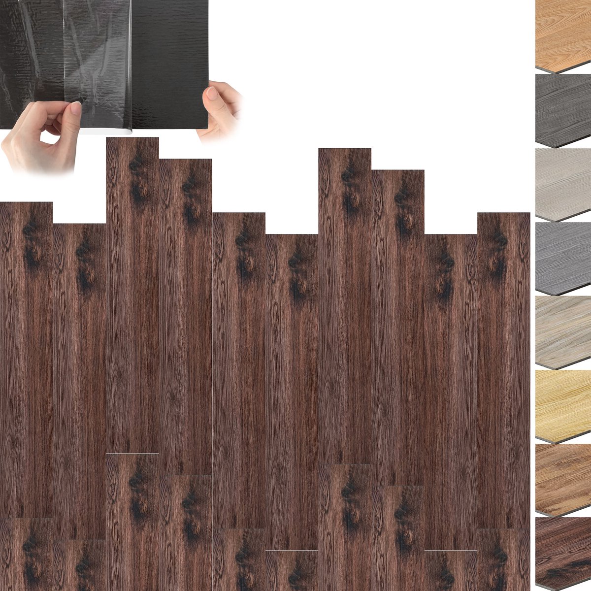 Froadp PVC-vloerbedekking 10m² in bruin Zelfklevende tegels Vinylvloer kliksysteem Vinyl vloerbedekking met houteffect voor vloerverwarming 72 tegels