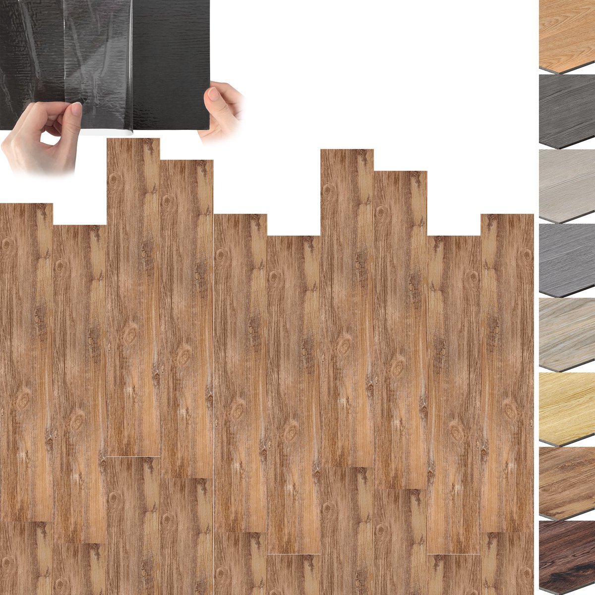 Froadp 2,5 m² PVC-vloerbedekking in houtkleur Zelfklevende tegels Vinylvloer kliksysteem Vinyl vloerbedekking met houteffect voor vloerverwarming 18 tegels