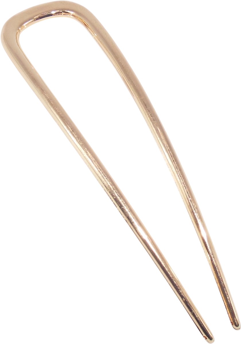 Haarpin U-vorm van metaal goudkleurig - lengte 12,5 cm / breedte 3 cm