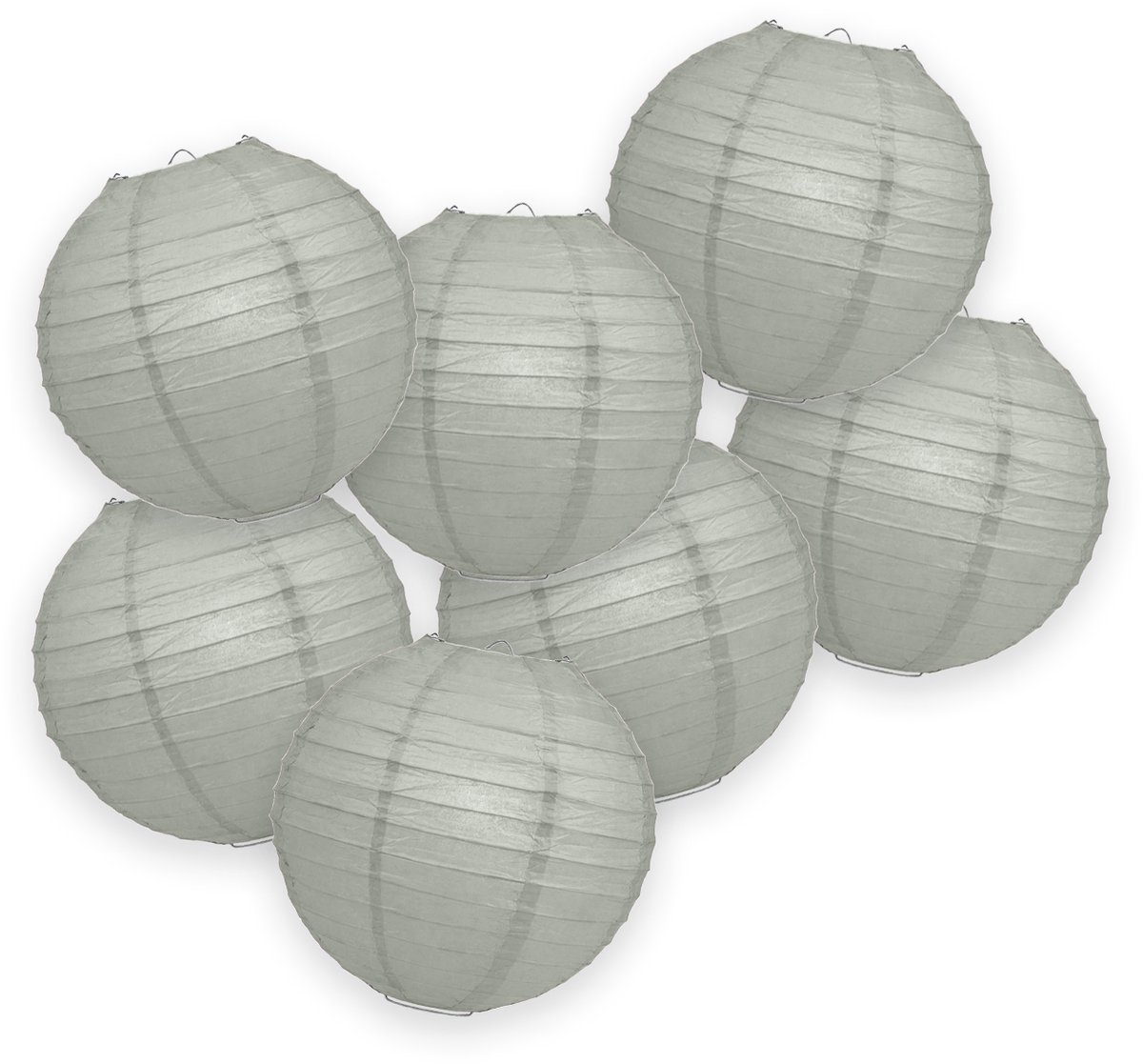 7-set LMPN® papieren lampionnen - duifgrijs - 25cm - duifgrijze lampion