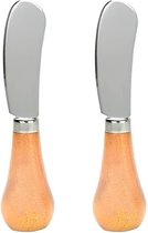 Een set van 2 rechtopstaande roestvrijstalen botermessen - voor het maken van boter, kaas en gebak.
