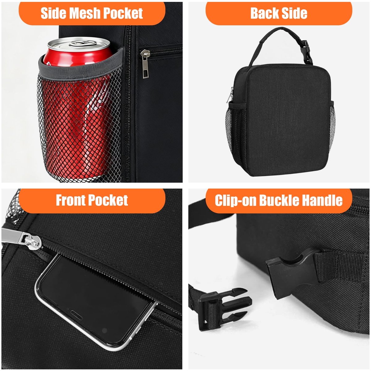 Geïsoleerde lunchbox Geschikt voor mannen en vrouwen, lekvrije en koelende lunchtas met 4 vakken, perfect Geschikt voor werk, picknicks en reizen (zwart). — cadeau in Koken & Dineren - foto 3