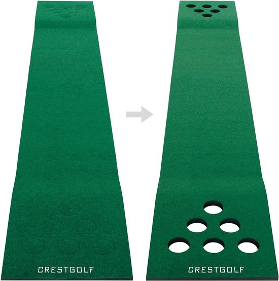 Golf Pong Game Set - Golf Putting Mat - Inclusief 2 Putters - 6 Golfballen - 12 Hole Covers - Golfspel voor Binnen & Buiten - Party Game - Kantoor & Tuin - Short Game Training - Putting Green - Cadeau voor Mannen - Groen - Complete Set van Merkloos — afbeelding 4