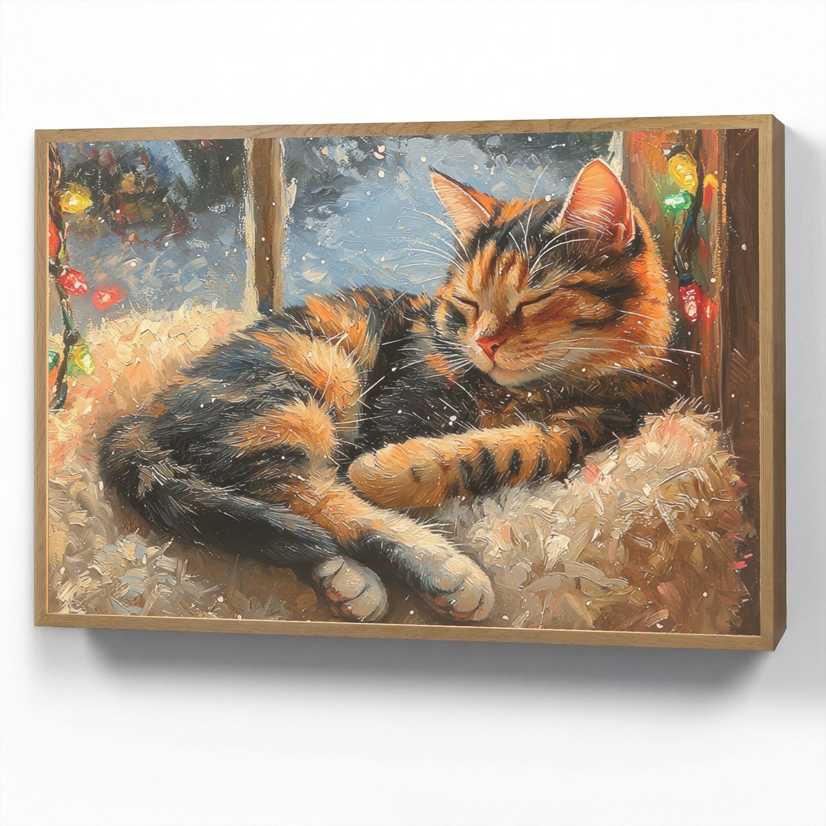 Wandlamp 90x60 cm - Oplaadbaar - Kat - Kerst - Winter - Dier - Wandlampen binnen woonkamer