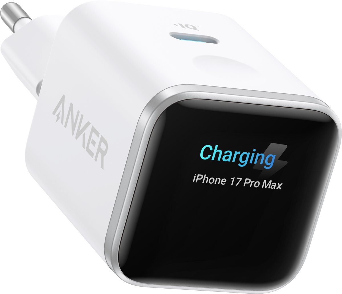 Anker Nano 45W USB-C snellader met Smart Display - Intelligente oplader met realtime scherm - IPhone-herkenning en batterijbescherming