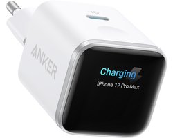 Anker Nano 45W USB-C snellader met Smart Display, intelligente oplader met realtime scherm, iPhone-herkenning en batterijbescherming