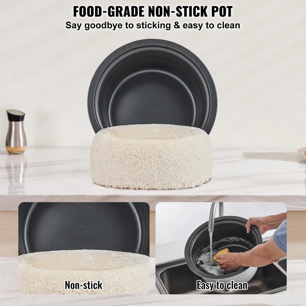Seth Select Rijstkoker, Rijstkoker 8L, Electrische rijstkoker, Rice cooker, Rijstkookpan met aluminium anti aanbak, 24-uurs warm houden. thumbnail 4