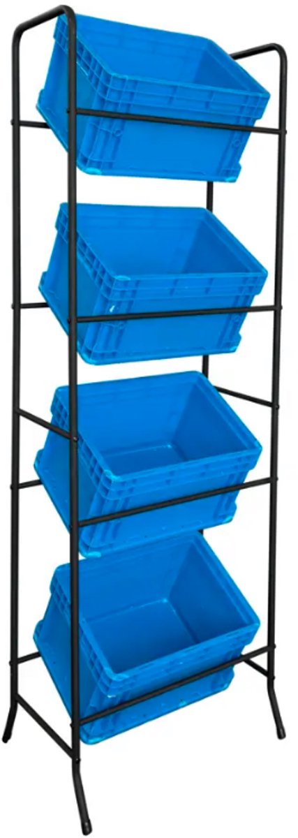 Krattenrek Zwart – 160 x 53 x 40 cm – Opbergrek met Draagkracht tot 35 kg – Voor Garage, Berging en Opslag