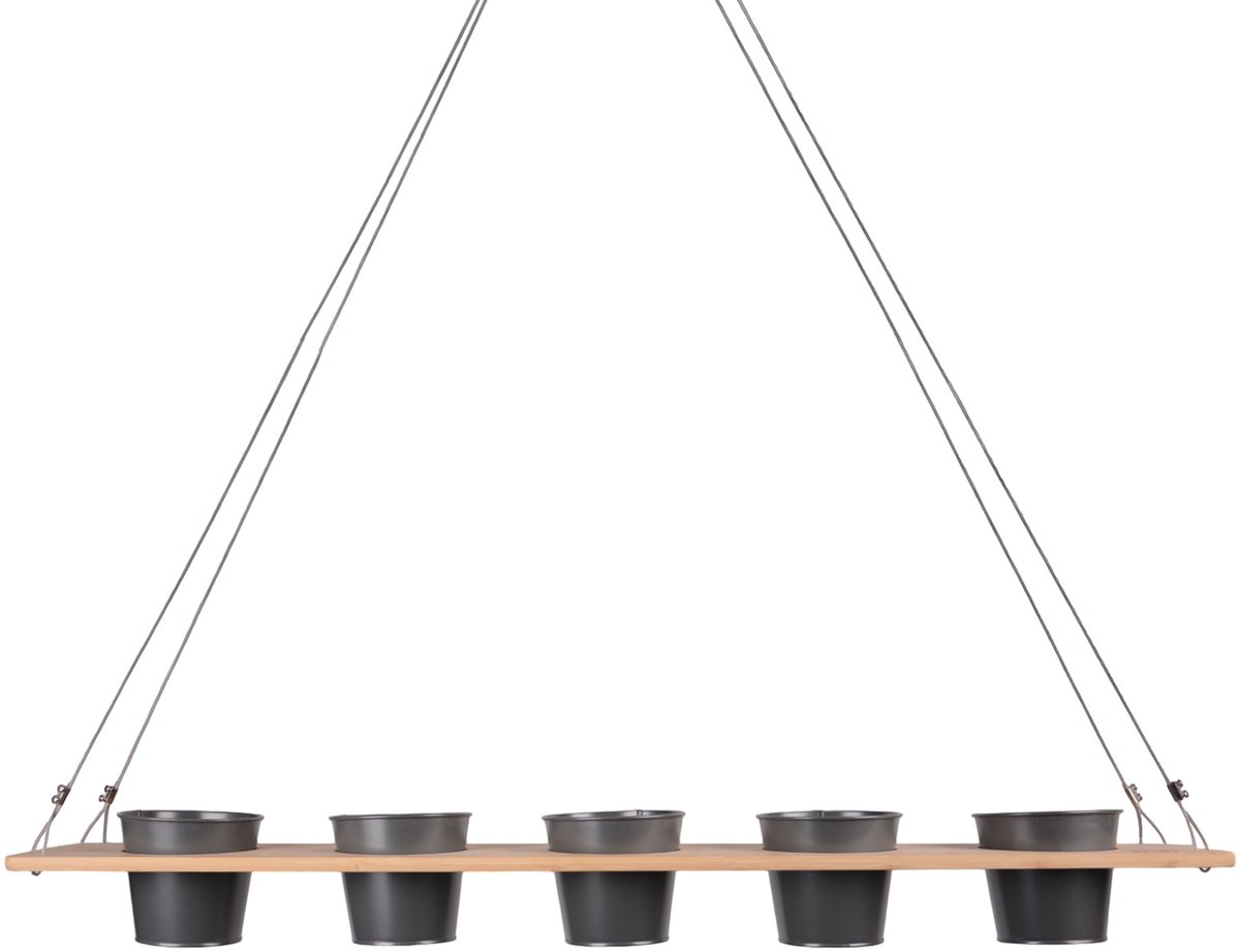 UNUS® Kruidenbar, hangend kruidenrek en kruidenhouder van bamboe - 100x16 cm grijs - hangende Kruidenbak - Verticaal Plantenrek voor Keuken, Balkon en Terras - ook voor het raam