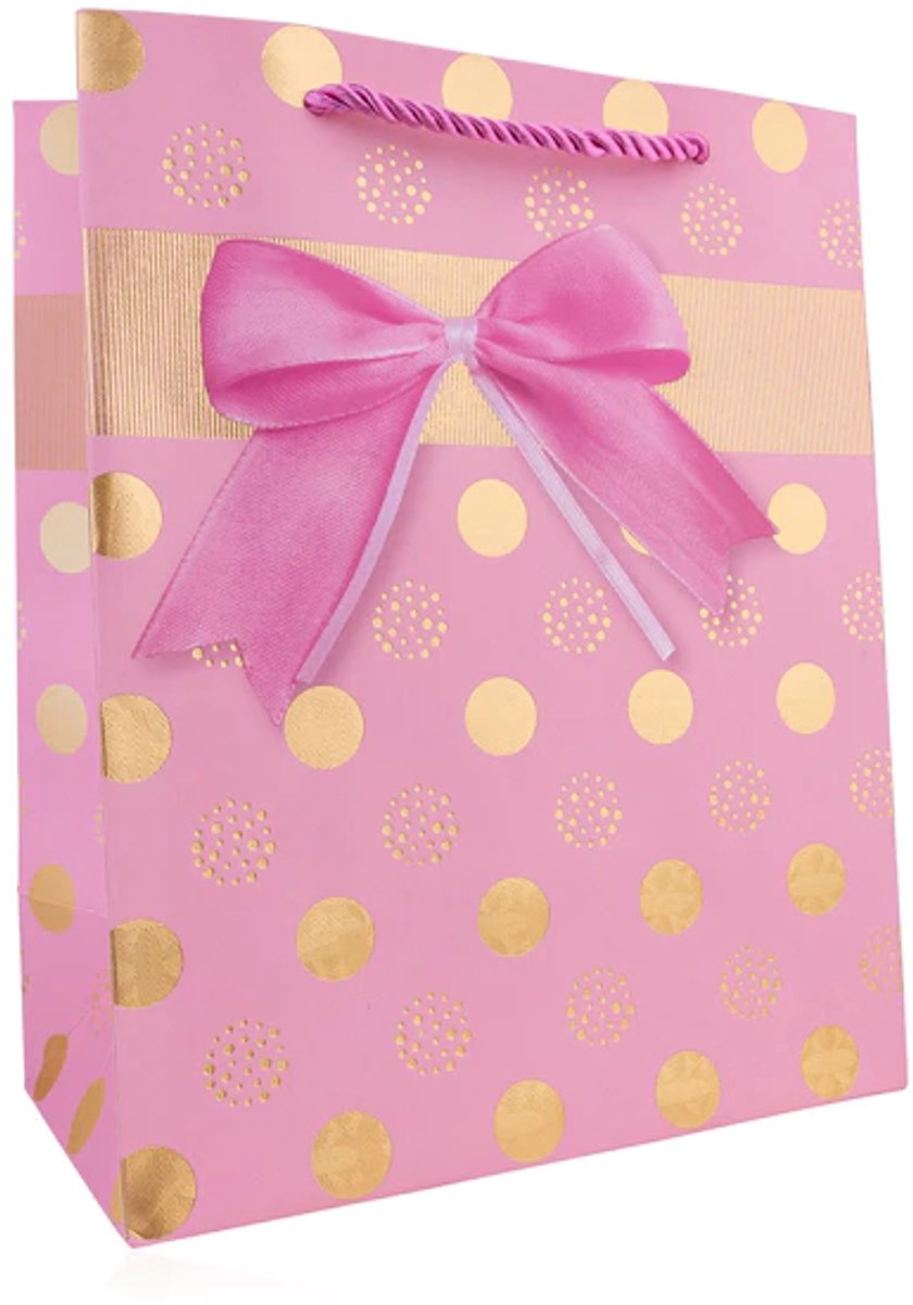 Cadeautas M - Luxe A5 Geschenktas met Stippen - Cadeauzak - Geschenkzak - 18cmx10cmx23cm
