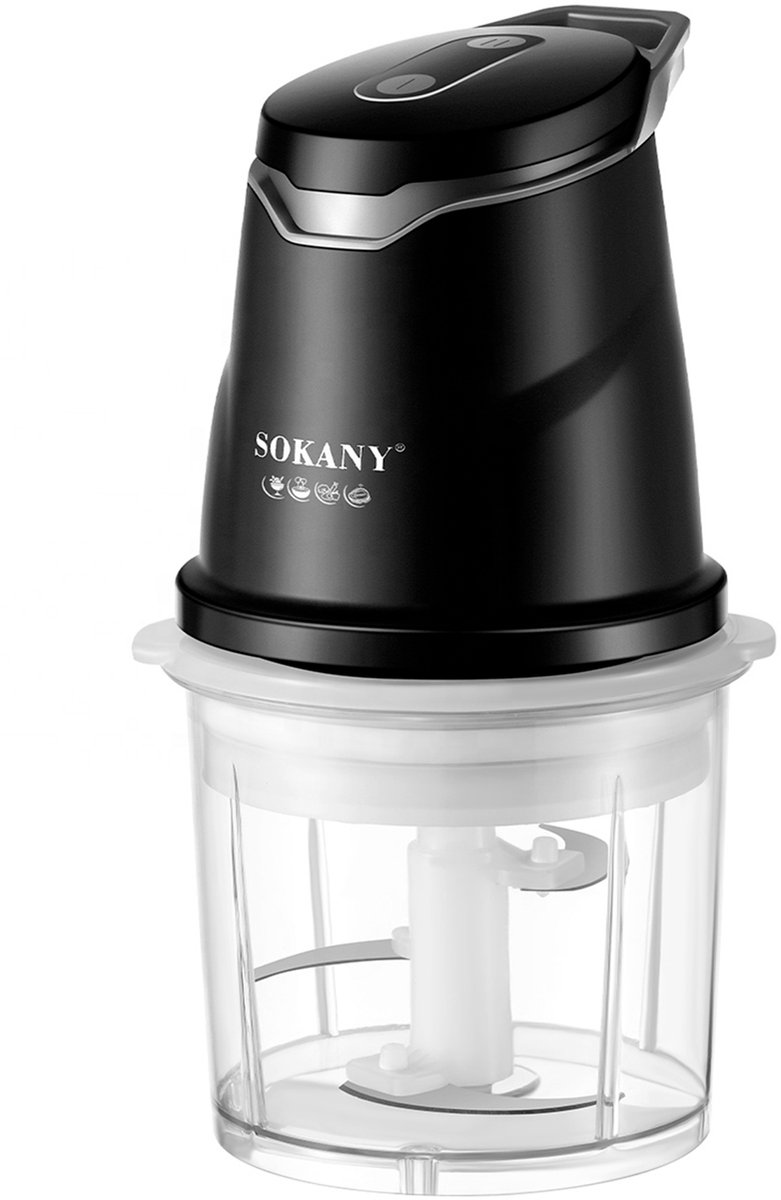 Sokany, Mini Elektrische Hakmolen 300W Capaciteit 0.7L met Roestvrijstalen Messen, Zwart