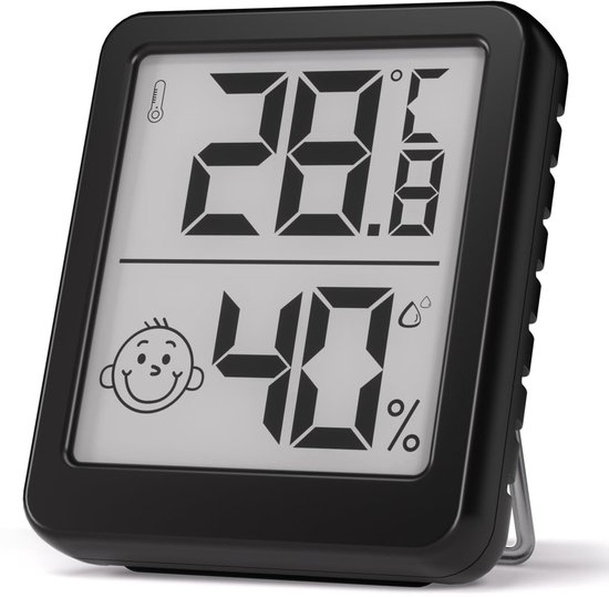 Hygrometer - Weerstation - Luchtvochtigheidsmeter - Thermometer Voor Binnen - Binnenthermometers - Compacte Thermometer en Hygrometer - Vochtigheidsindicator - Voor Het Bewaken Van Huizen en Babykamers - Zwart