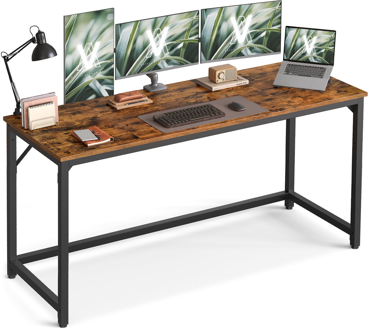 Vasagle Bureau - Computerbureau - Voor Kantoor Slaapkamer Woonkamer - Ruim Werkoppervlak Vintagebruin-Zwart