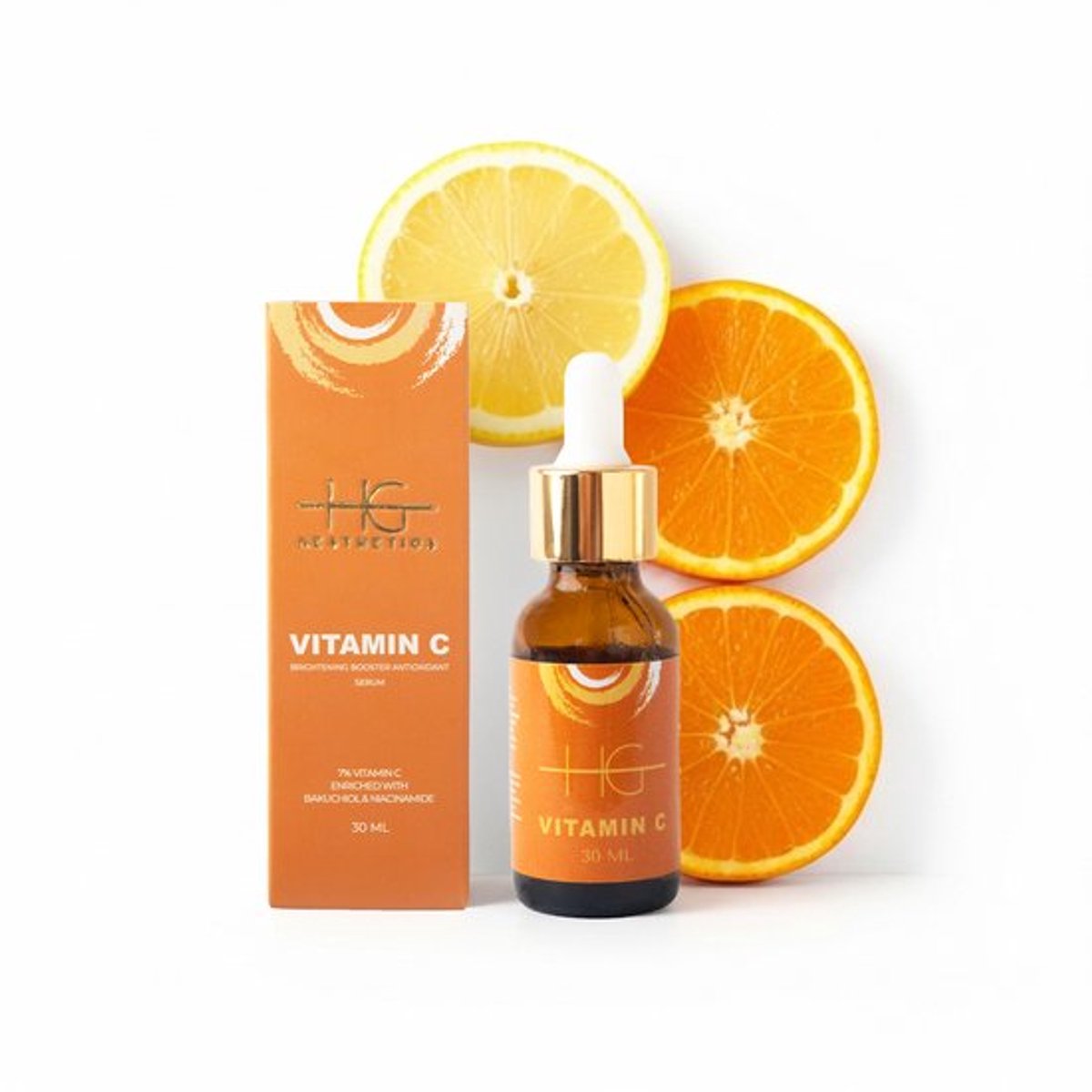 HG Aesthetics Vitamine C Serum met Bakuchiol – Brightening Booster – Anti-Aging & Huidverheldering – Niacinamide & Collageen – Voor Stralende Huid