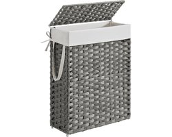 SONGMICS - Wasmand - Wasmand van Synthetisch Rattan - Met Deksel en Handgrepen - Opvouwbaar en Uitneembare Waszak
