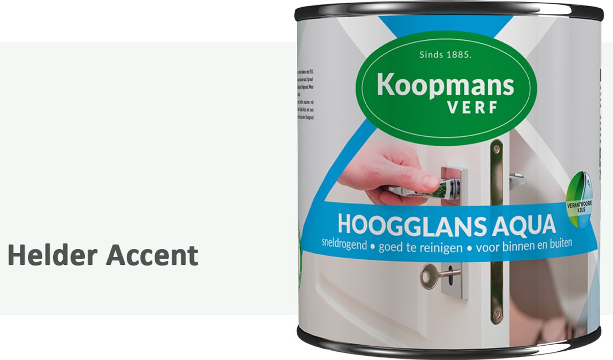 Koopmans Hoogglans Aqua Lak – 750 ml – Helder Accent – Hoogglans Verf – Sneldrogend & Biobased – Voor Binnen en Buiten – Hout & Metaal