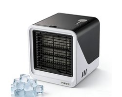 ECTEATOY® Draagbare Luchtkoeler, 3-in-1 Mini Mobiele Airco zonder Afvoerslang met 500ml Watertank, 3 Snelheden, 7 Kleuren LED, Stille USB Tafelventilator voor Slaapkamer, Kantoor en Bureau
