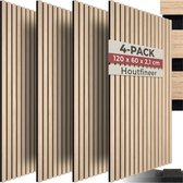 tectake® Akoestische Panelen - Set van 4 - Akoestisch Wandpaneel - 60 x 120 cm - 2,88 m² - Wandpanelen met Aanpasbare Grootte - Lattenwand van MDF en Houtfineer - Geluidsisolatie - Stijlvolle Wanddecoratie - Eenvoudige Montage - Licht Eiken