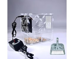 Vogelvoer Reiniger - Voer Scheider - Voer Voorbereiden - Verstelbare Ventilatoren - 18 x 9 x 18.2 cm - Transparant