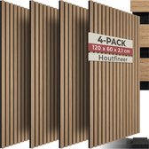 tectake® Akoestische Panelen - Set van 4 - Akoestisch Wandpaneel - 60 x 120 cm - 2,88 m² - Wandpanelen met Aanpasbare Grootte - Lattenwand van MDF en Houtfineer - Geluidsisolatie - Stijlvolle Wanddecoratie - Eenvoudige Montage - Eiken