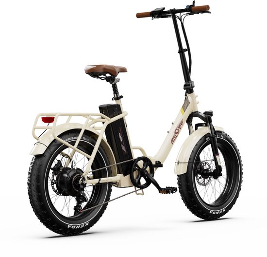 ONESPORT OT16Max Elektrische Fiets–Opvouwbaar–48V 18Ah Accu–Actieradius tot 120 km–Aluminium Lage Instap–20×4.0 Inch Fatbike –Shimano 7 Versnellingen - Hydraulische Schijfremmen - Bluetooth Verbinding - Max. Belasting 120 kg –Stads E-bike - Crèmewit van ONESPORT — afbeelding 2