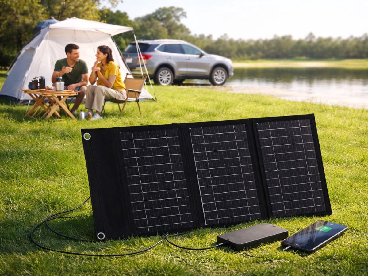 Draagbaar Zonnepaneel 20W – Opvouwbaar Solar Paneel met USB-A & USB-C – Camping, Outdoor & Powerbank Oplader –zonnepaneel – zonnepaneel opvouwbaar – zonnepaneel draagbaar – usb zonnepaneel – camping zonnepaneel – outdoor oplader zonne energie – 84862 – foto 2