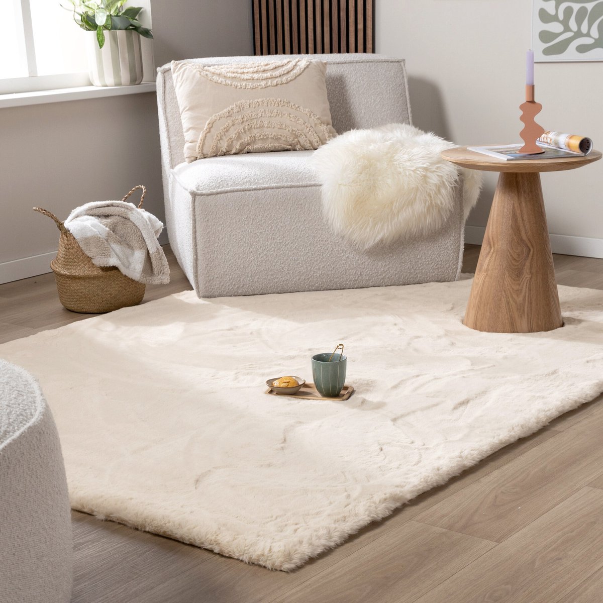NATURL. Zacht Hoogpolig vloerkleed - Comfy Supreme Creme - 230x330cm