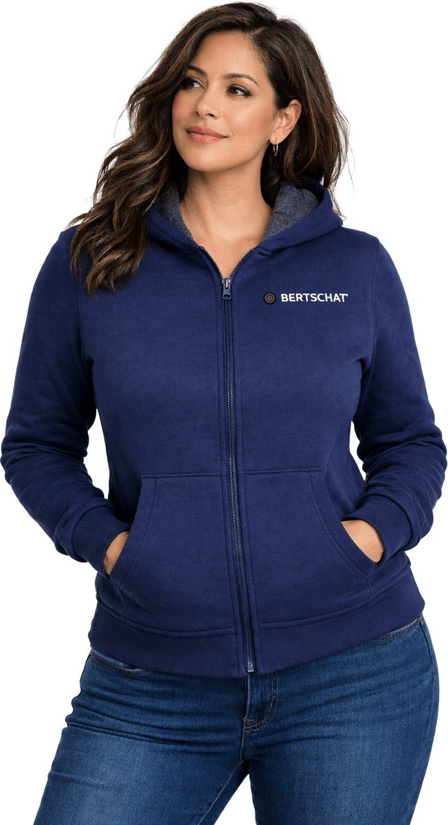 Verwarmd Vest - Dames | Verwarmde Hoodie | Vijf Verwarmingszones | Marineblauw | Incl. Powerbank | S