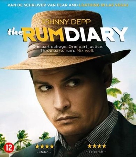 Johnny Depp draagt een hoed en een geruit overhemd. Achtergrond van palmbomen en een blauwe lucht.