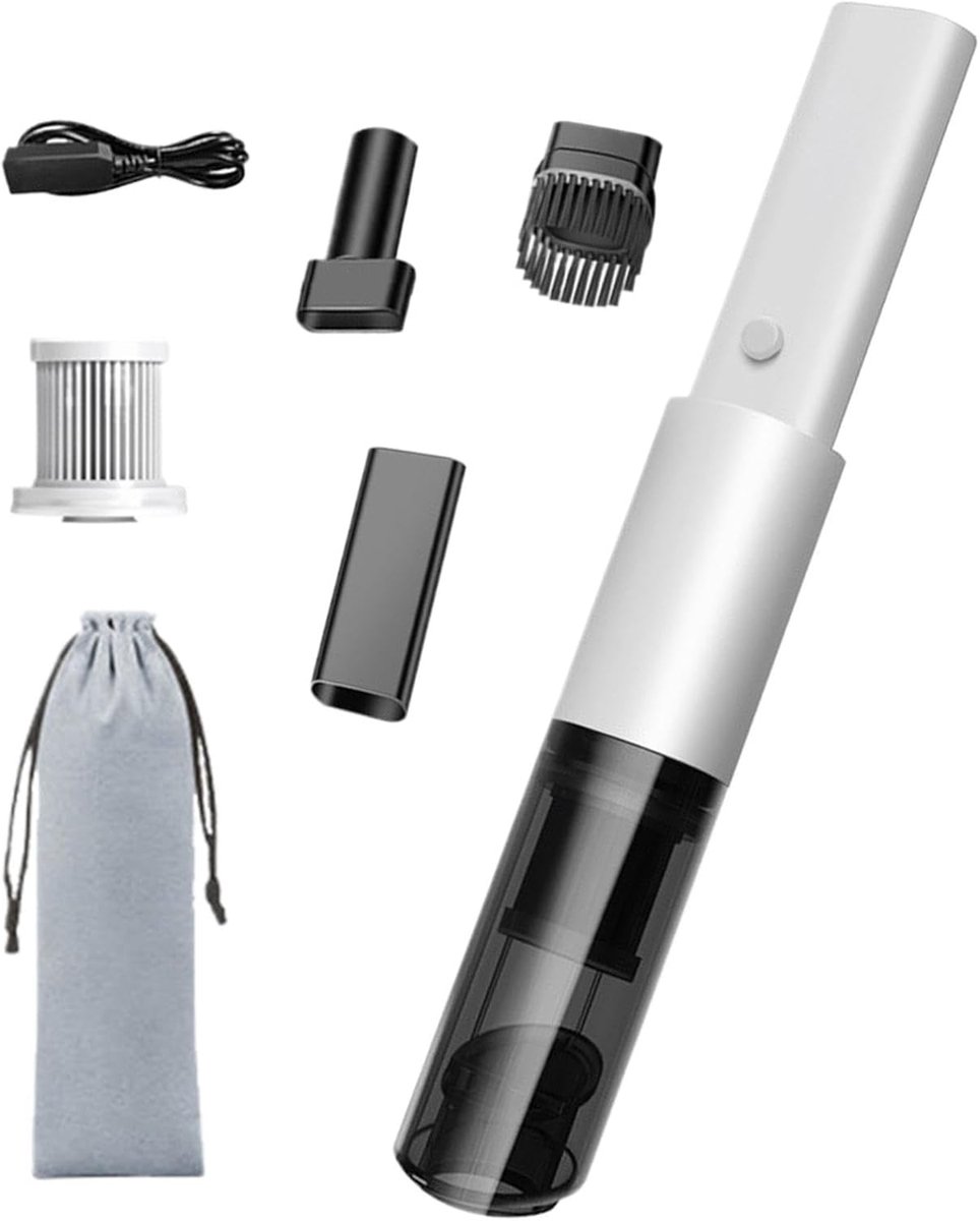 Draagbare Autostofzuiger - Handheld Vacuüm - Auto Interieur Reinigen - Snellaad Technologie - 33cm Lang - Wit