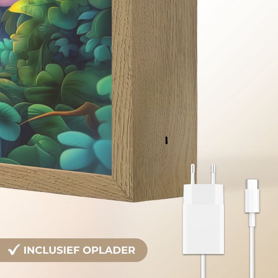 Nachtlampje 30x40 cm - Kinder lamp - Dieren - Jungle - Giraf - Olifant - Aapje - Tafellamp kinderkamer draadloos - Slaapkamer lampje - Bedlamp kinderen - Kinderlampje - Wandlamp babykamer - Nachtlampjes van OnlyWow — afbeelding 5