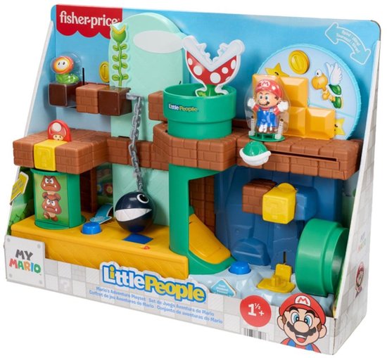 Fisher-Price Little People Mario's Adventure Playset met Mario, Piranha Plant, Chain Chomp en Goomba's.