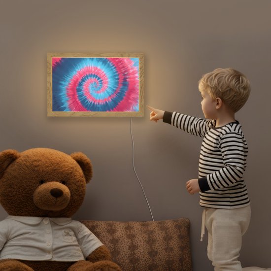 Nachtlampje 30x20 cm - Kinder lamp - Spiraal - Roze - Draaiend - Tafellamp kinderkamer - Slaapkamer lamp - Bedlamp kinderen - Kinderlampje stopcontact - Wandlamp babykamer - Nachtlampjes van Merkloos — afbeelding 5