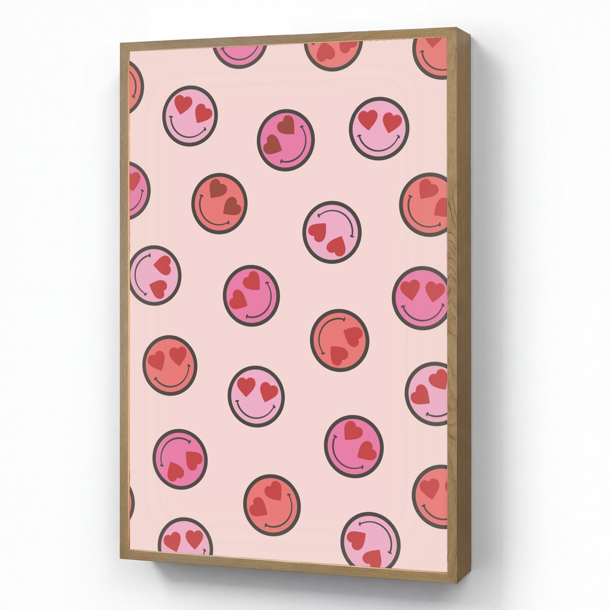 Wandlamp 70x100 cm - Oplaadbaar - Smileys - Hartjes - Roze - Wandlampen binnen woonkamer -