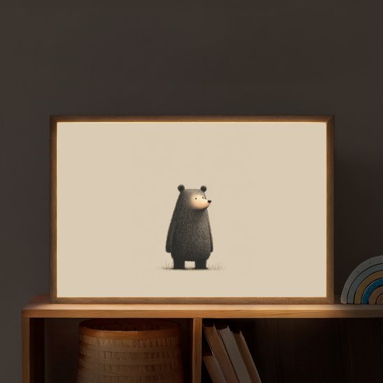 Nachtlampje 60x40 cm - Kinder lamp - Beer - Donkerbruin - Minimalistisch - Tafellamp kinderkamer draadloos - Slaapkamer lampje - Bedlamp kinderen - Kinderlampje - Wandlamp babykamer - Nachtlampjes van Merkloos — afbeelding 2