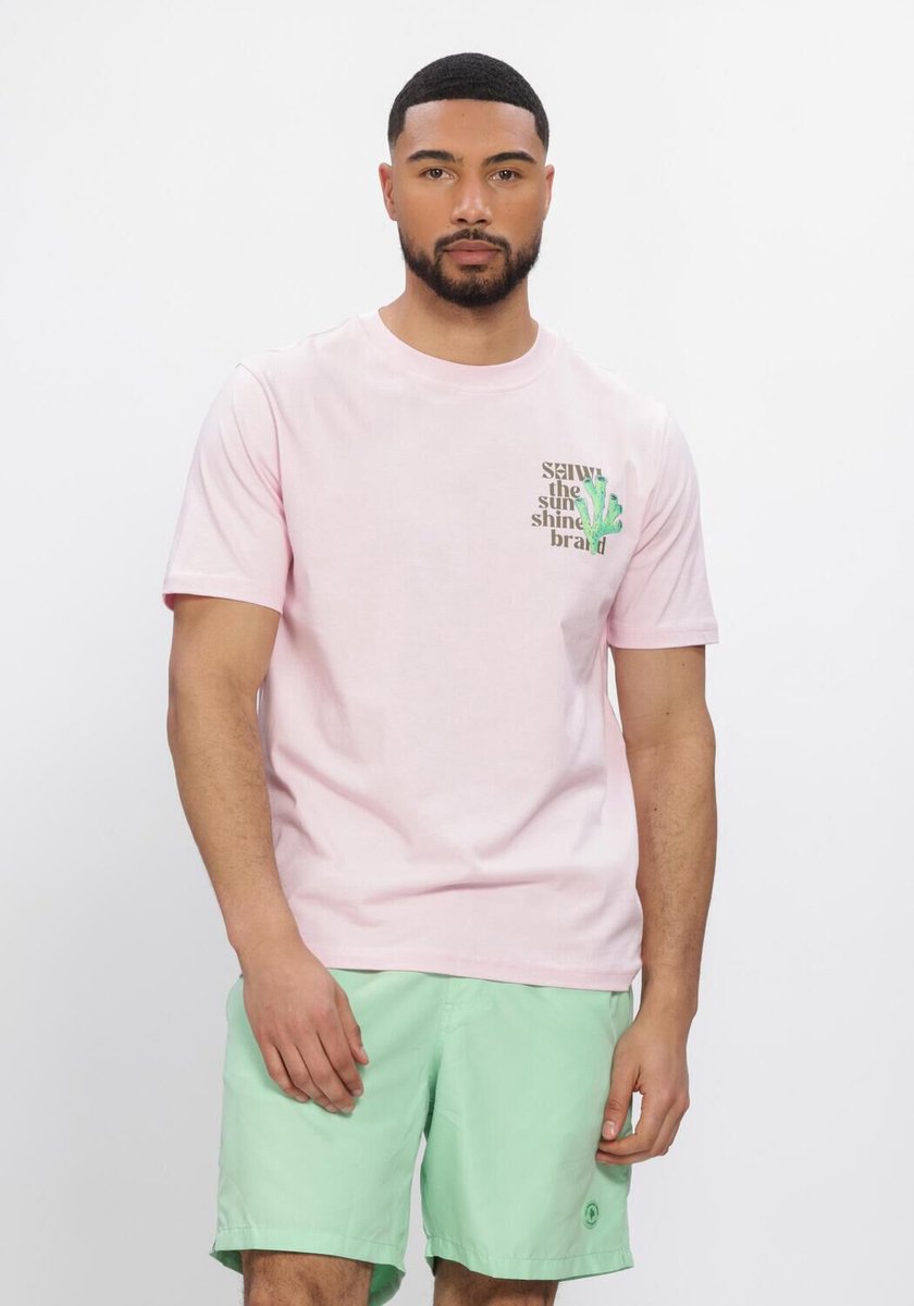 Shiwi Liam Regular Fit Painted Coral T-shirt Polo's & T-shirts Heren - Polo shirt - Lichtroze - Maat L