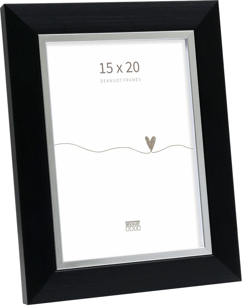 Deknudt Frames fotolijst S45VH2 - zwart met zilverbies - foto 15x20 cm