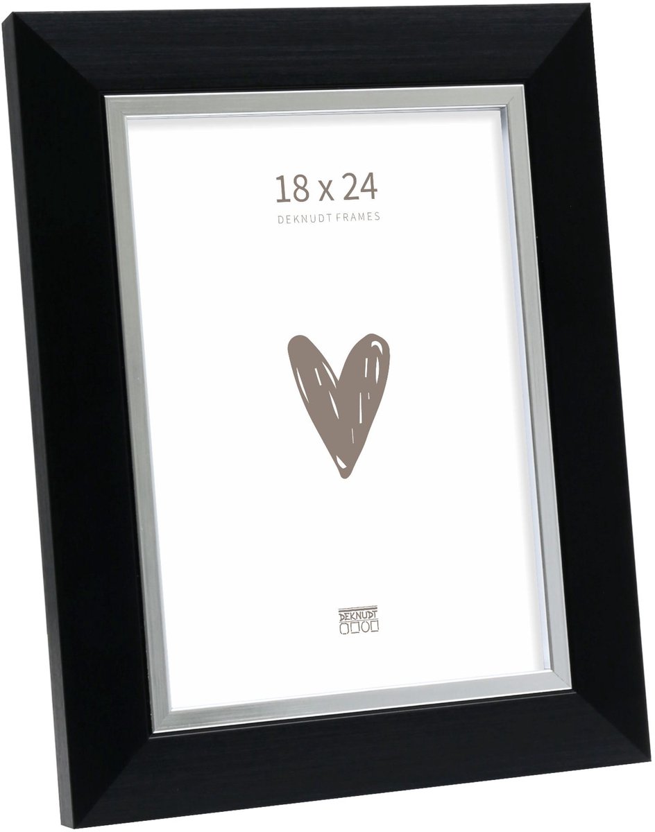 Deknudt Frames fotolijst S45VH2 - zwart met zilverbies - foto 18x24 cm
