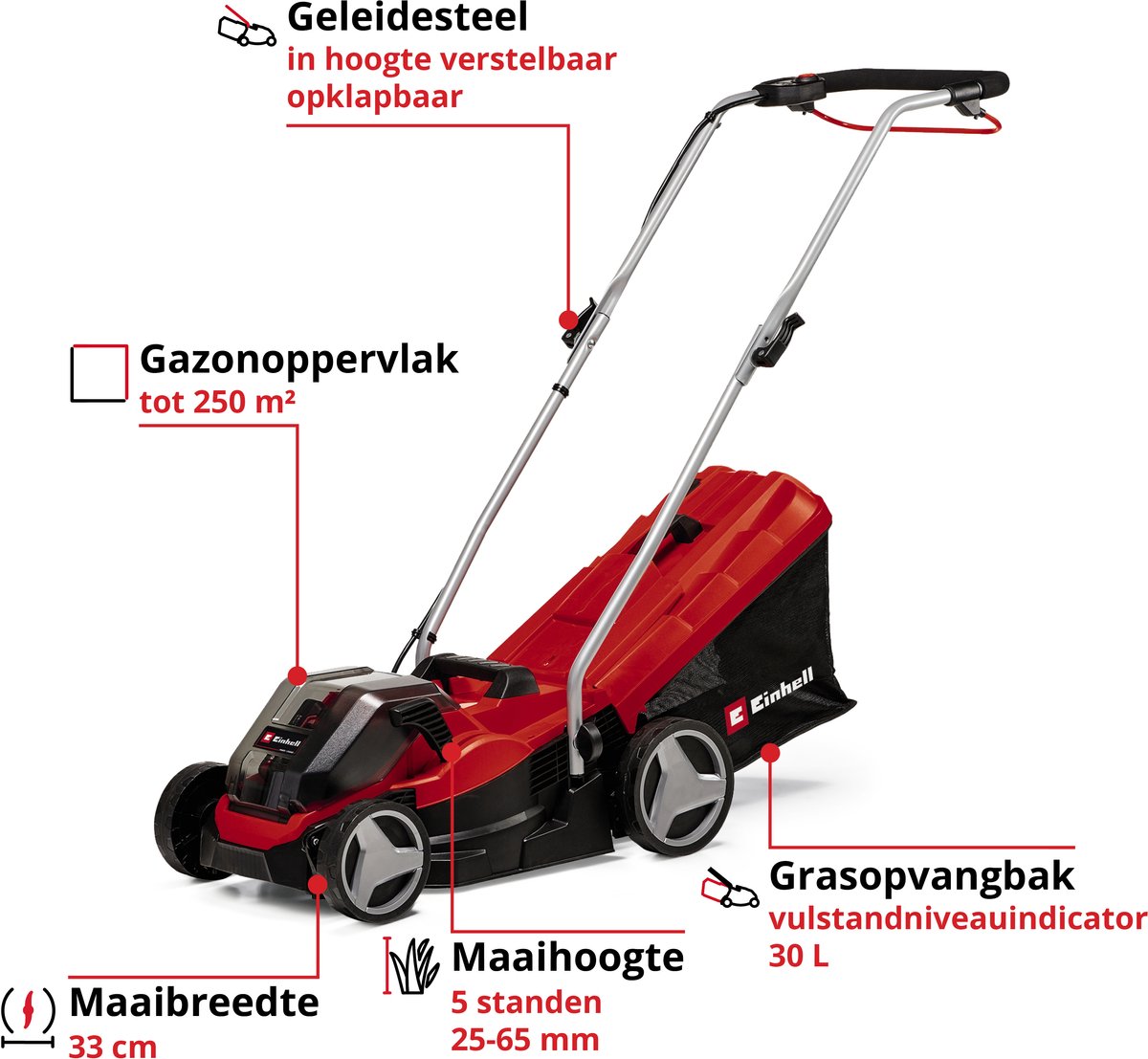 Einhell GE-CM 36/33 Li Kit – accu grasmaaier 33 cm