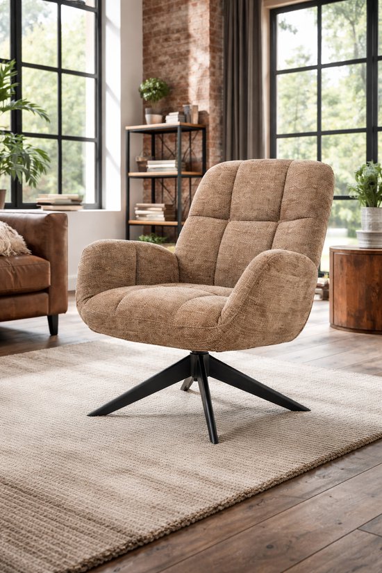 relaxfauteuil-draaibaar-180-cinnamon-zwarte-metalen-voet-moderne
