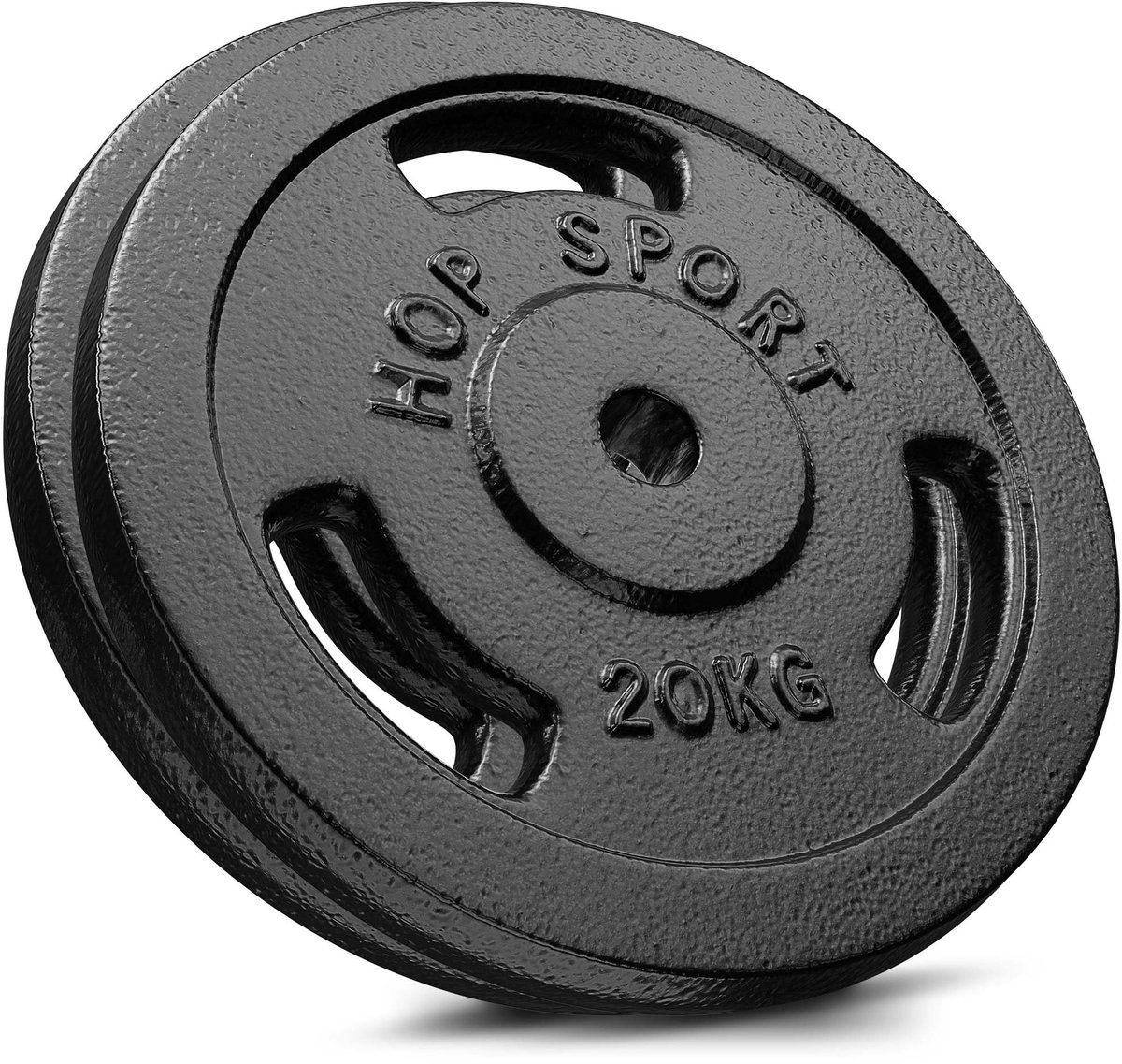 Hop-Sport – Halterschijven Set – 40 kg 2x20 kg – Gietijzer met handgrepen – 31 mm boring voor standaard halterstangen