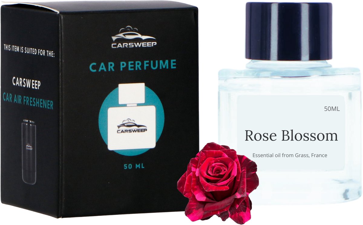 Carsweep Autoparfum Navulling Rose Blossom - frisse roos aroma met essentiële oliën - 50ml